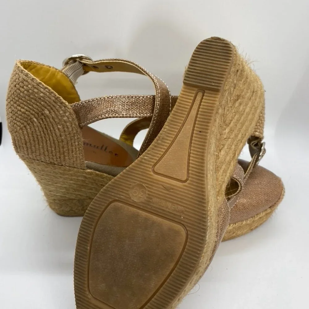 NIBBettye Muller copper canvas espadrille wedge 39